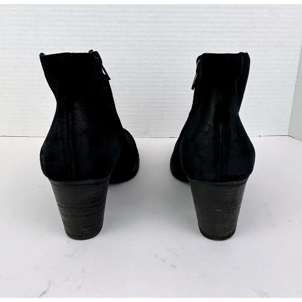 Paul Green Delgado Black Ankle Booties Suede Heeled Boots Classic UK 4.5 US 7